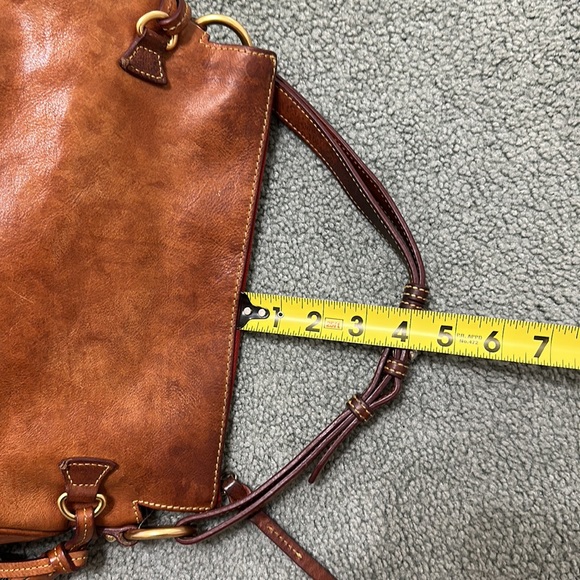 Dooney & Burke | Brown Leather Tassel Shoulder Bag Zip Closure - Picture 13 of 13